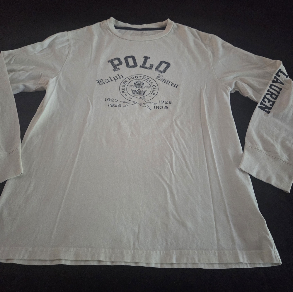 Polo by Ralph Lauren Cream Long Sleeve Tee, Size XL (Youth)